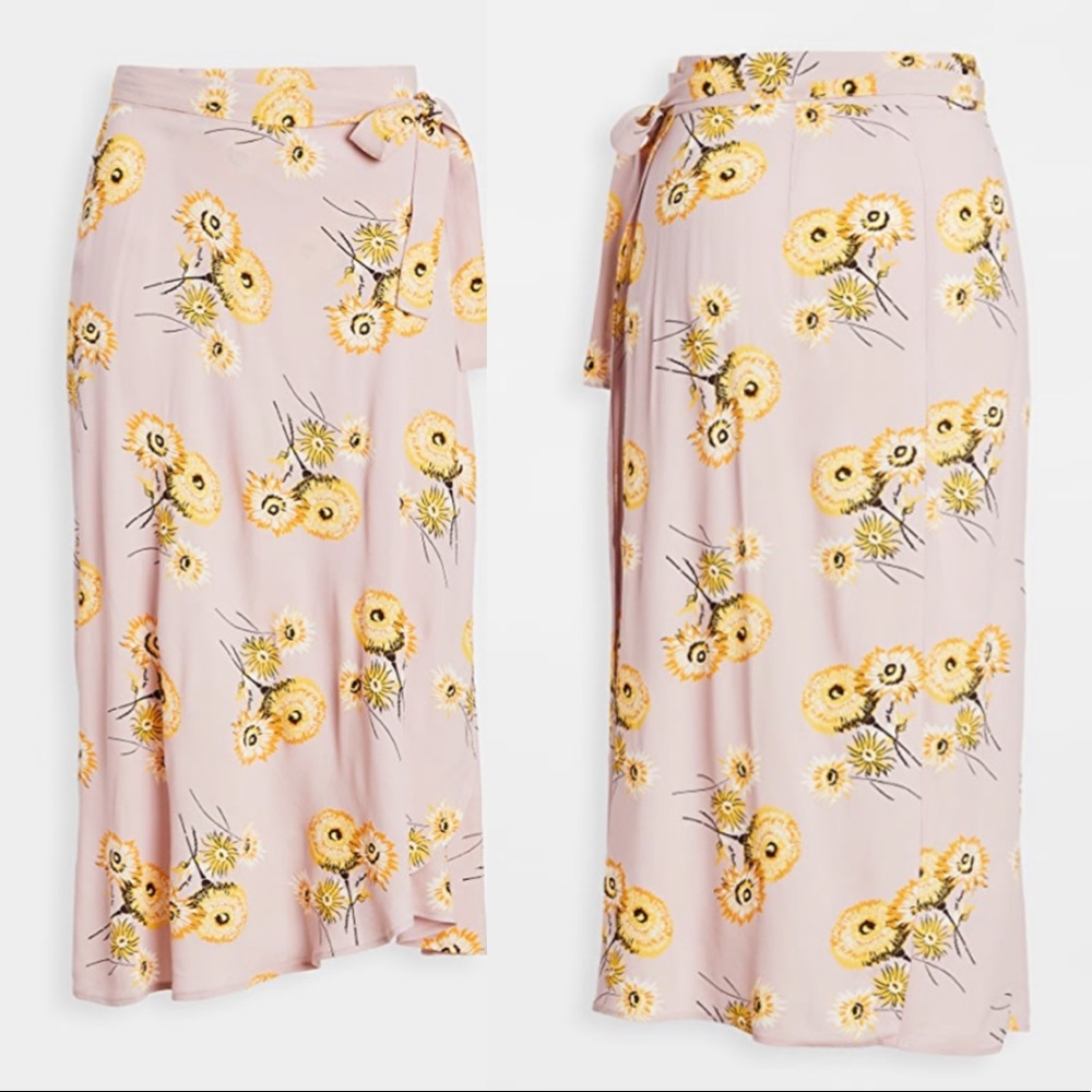 Madewell Pink Midi Skirt with Yellow Floral Print - Picture 2 of 9